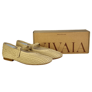 VIVAIA Sustainable Washable Beige Square-toe Mary Jane Flats UK 5.5 EU 38.5