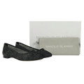 MANOLO BLAHNIK Verizzo Black Embroidered Mesh Ballet Flat Shoes UK 4 EU 37