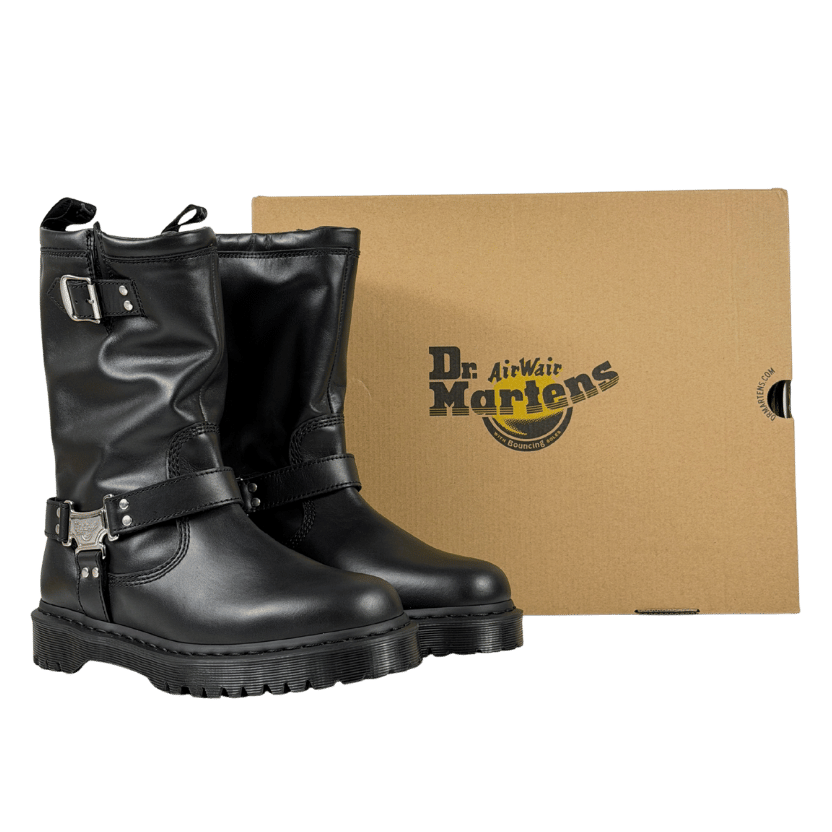 DR MARTENS Anistone Hi Unisex - Cowboy/biker Boots - Black Leather UK 9 EU 43 👞