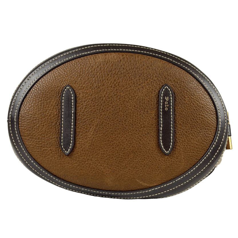 POLO RALPH LAUREN Brown Tumbled Leather Medium Shearling Bucket Bag