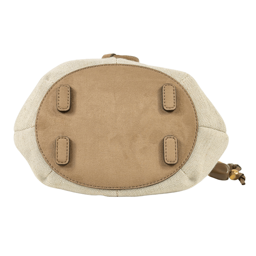 Donna Karan Beige Weekend Canvas Bucket Bag