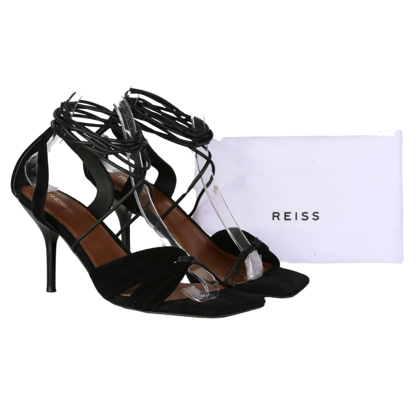 REISS Suede Strappy Heeled Sandals In Black UK 5 EU 38 👠