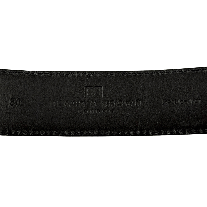 BLACK & BROWN Black Naomi Silver Buckle Leather Waist Belt 80cm