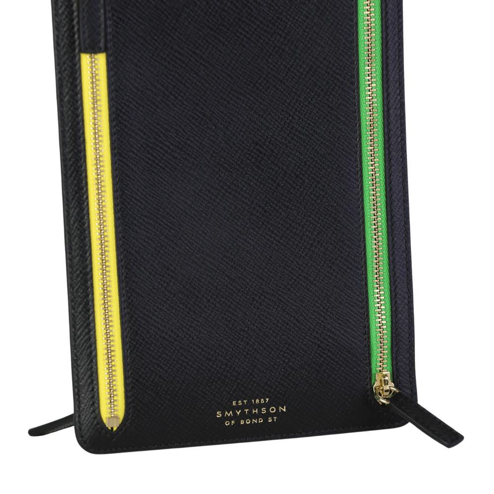 Smythson X Mr Porter Black Leather Multi-zip Travel Currency Case