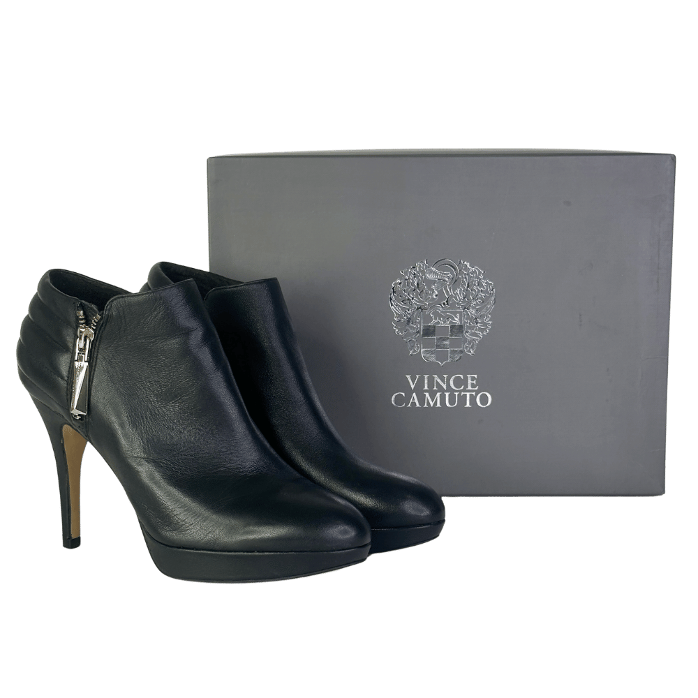 Vince Camuto Black Evania Leather Ankle Boots UK 4 EU 37 👠