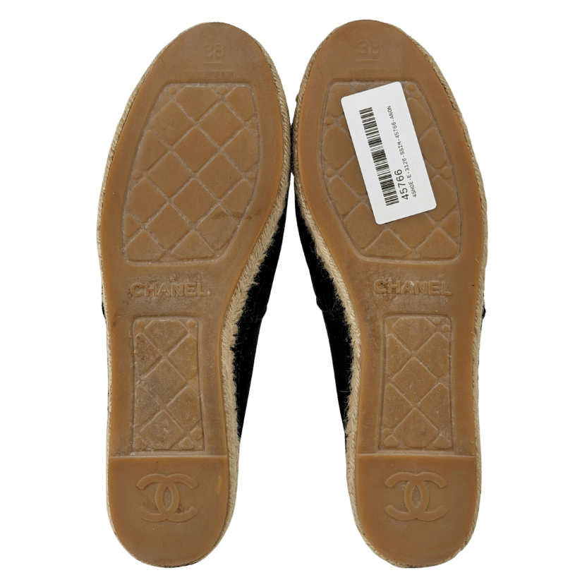 CHANEL Black Canvas Espadrilles With Cc Logo UK 5 EU 38