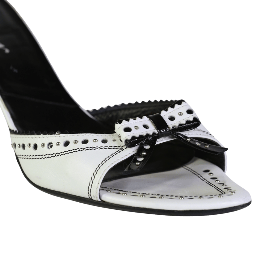 DIOR White Vintage Dior Monochrome Bow Mules UK 7 EU 40 👠