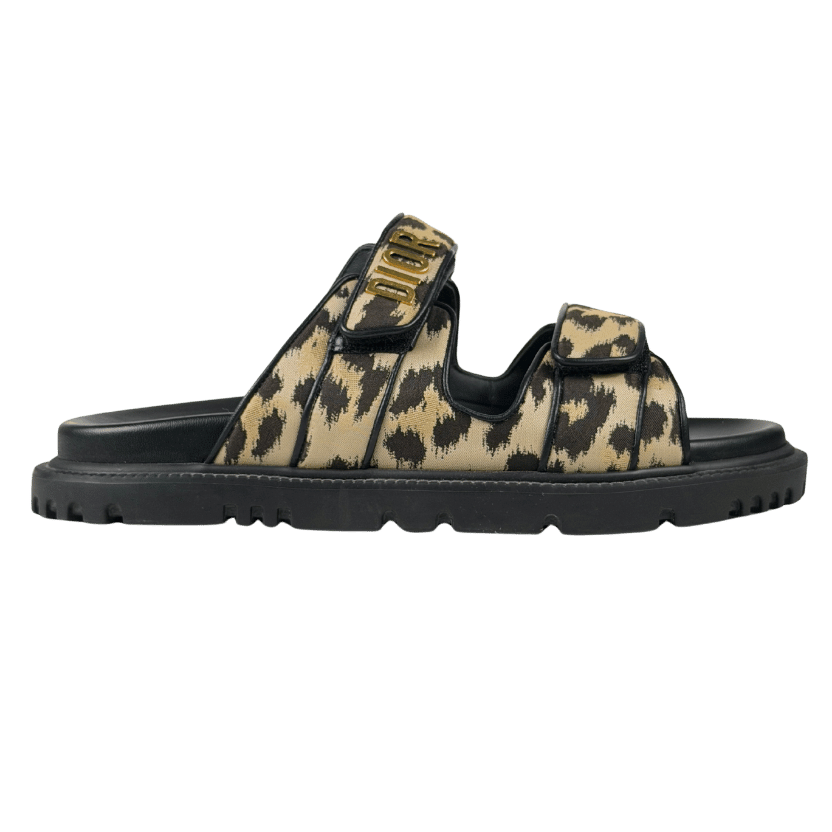 DIOR Beige Dioract Leopard-print Sandals UK 5.5 EU 38.5