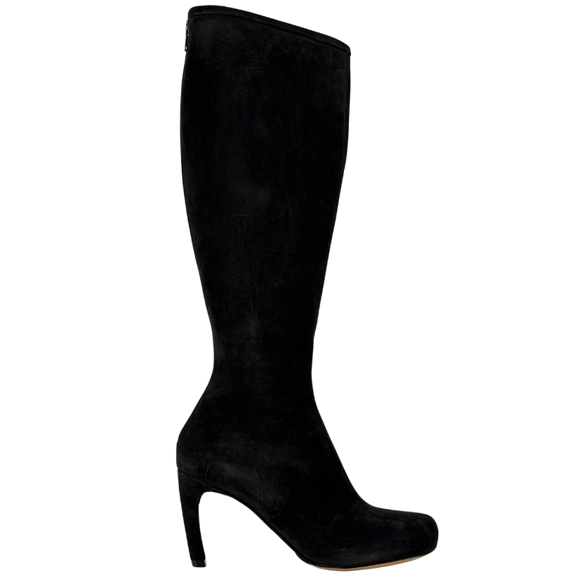 DRIES VAN NOTEN Black Suede Knee-high Boots UK 4 EU 37