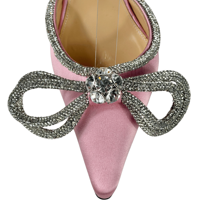 MACH & MACH Rosa Pink Satin Double Bow Satin Pumps UK 5 EU 38