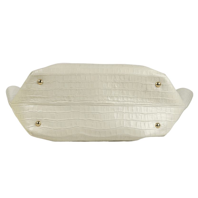 DEMELLIER LONDON Cream New York Croc-effect Leather Tote Bag