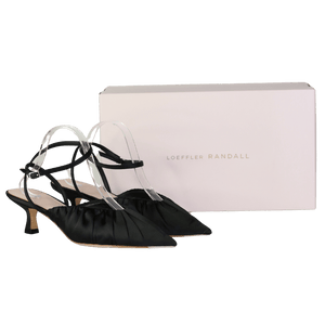 Loeffler Randall Black Rio Ruched Satin Pumps UK 7.5 EU 40.5
