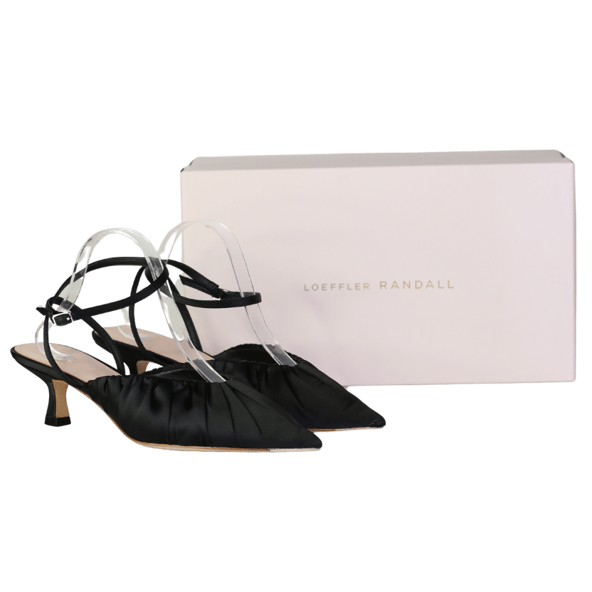 Loeffler Randall Black Rio Ruched Satin Pumps UK 7.5 EU 40.5 👠