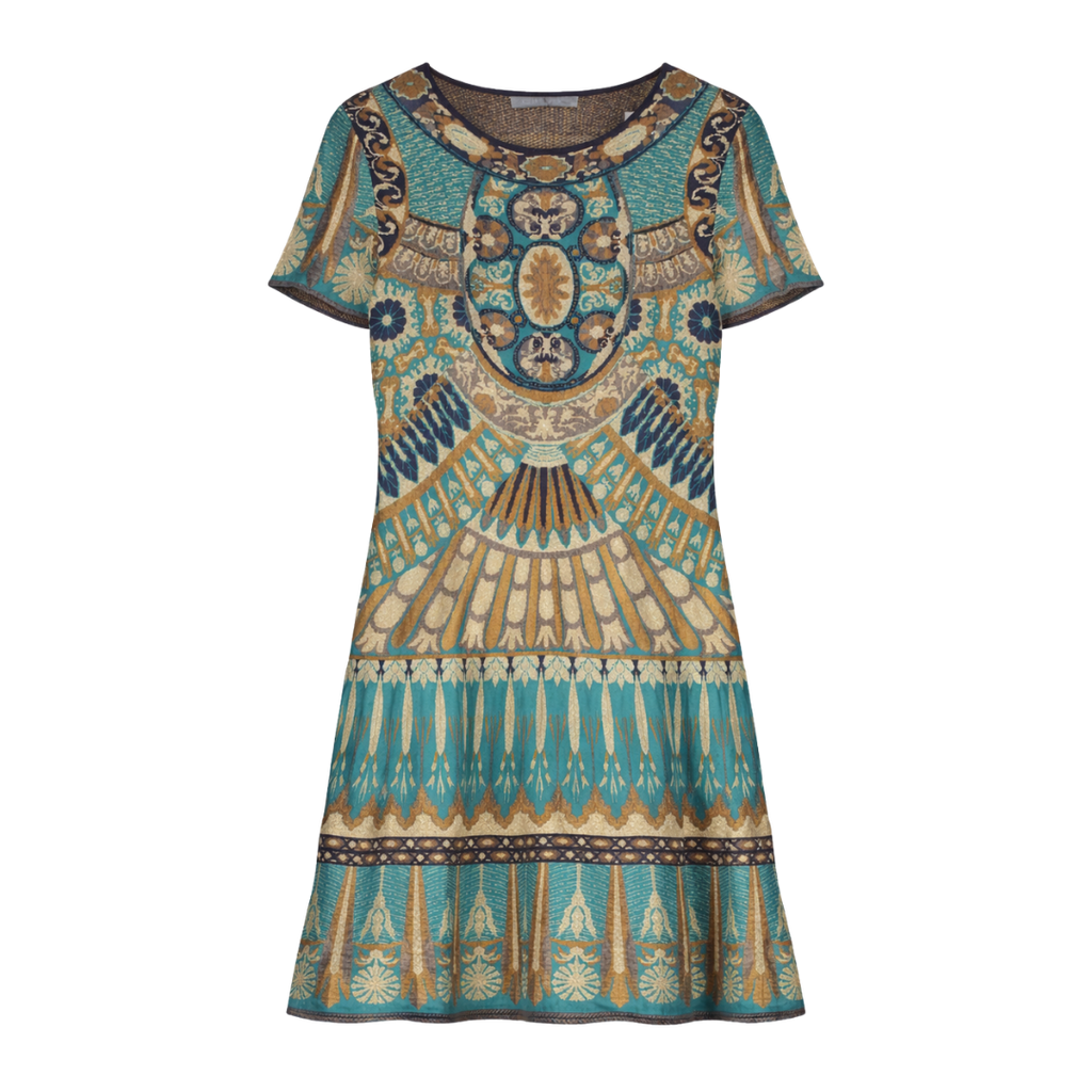 Alberta Ferretti Green A-line Printed Knit Mini Dress UK 8