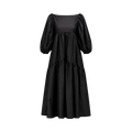 Cecilie Bahnsen Black Helena Balloon-sleeve Organic-cotton Midi Dress UK 10