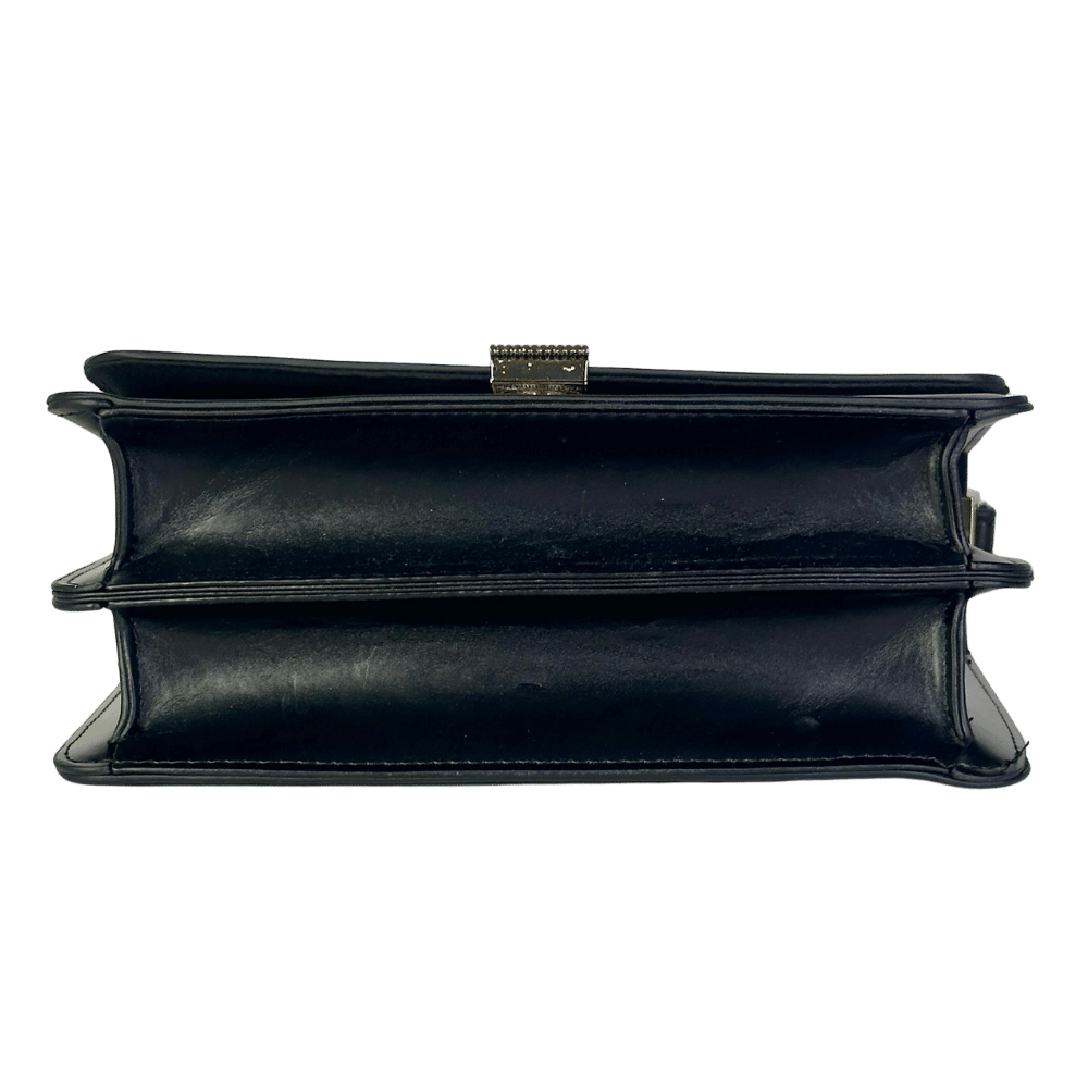 New Look Black Faux Leather Box Shoulder Bag With Gold Hardware One Size