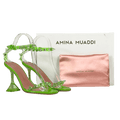 AMINA MUADDI Green Julia Spiked Pvc And Leather Sandals UK 3 EU 36