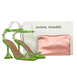 AMINA MUADDI Green Julia Spiked Pvc And Leather Sandals UK 3 EU 36