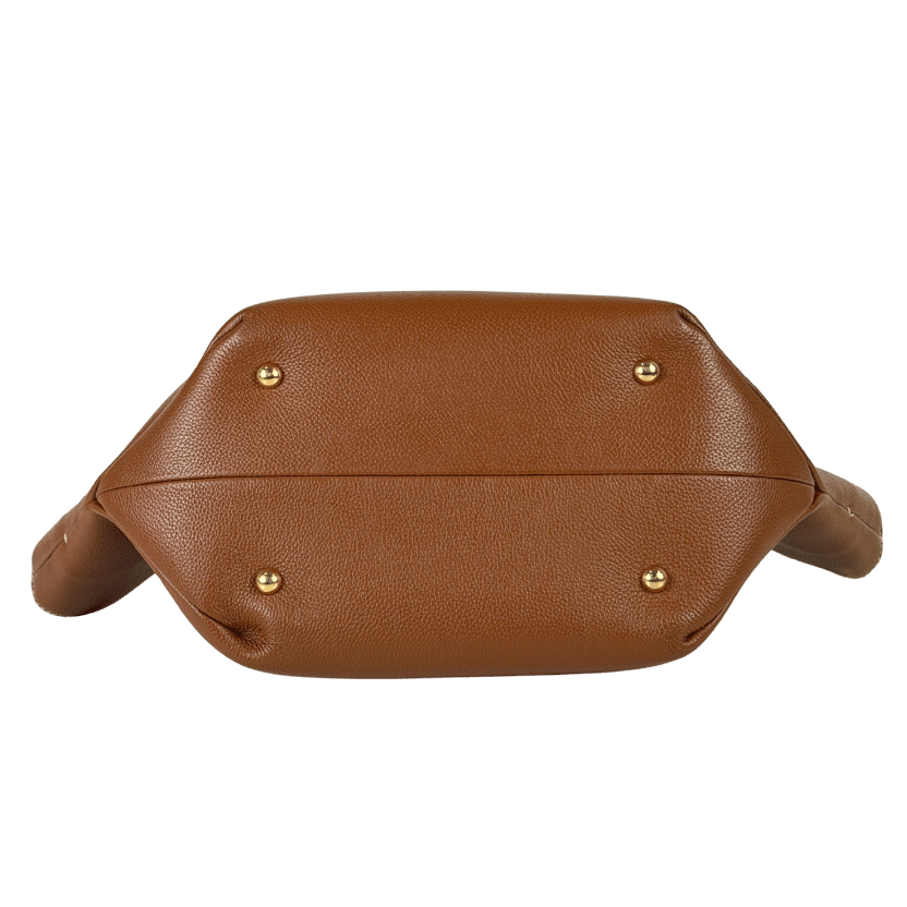 DEMELLIER LONDON Tan Brown Grain Leather Midi New York Handbag