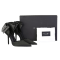 Club L Black Flashing Lights Satin Pointed Court Heels With Diamante Bows UK 4 EU 37