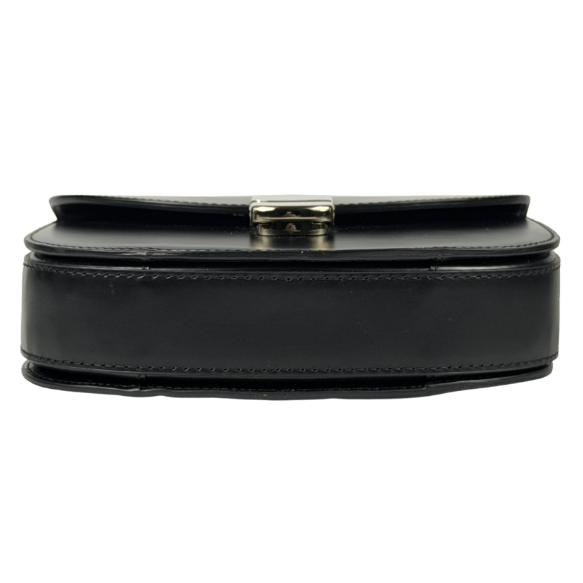 SEZANE Claude Bag  Glossy Black Leather Handbag