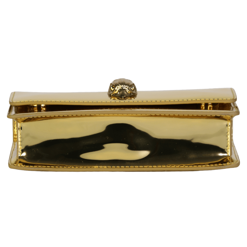 Kurt Geiger Metallic Gold Small Bond Top Handle Bag With Chain Strap