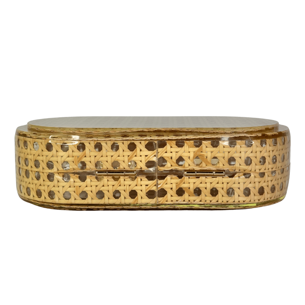 J. MCLAUGHLIN Beige Perspex Raffia Box Clutch Bag One Size