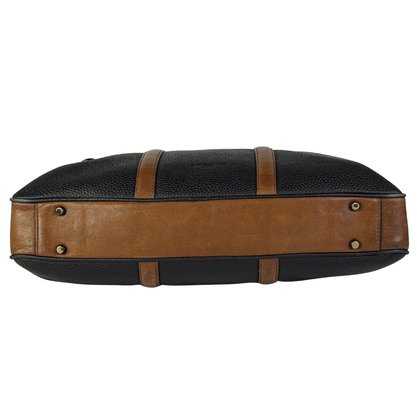 Coach Black / Tan Leather Harness Metropolitan Slim Briefcase / Laptop Bag