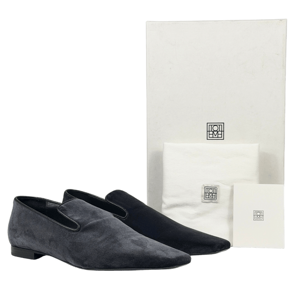 TOTEME Dark Grey The Venetian Suede Loafers UK 5 EU 38