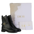 DIOR Black Empreinte Leather Ankle Boots With Gold Logo UK 3.5 EU 36.5 👠