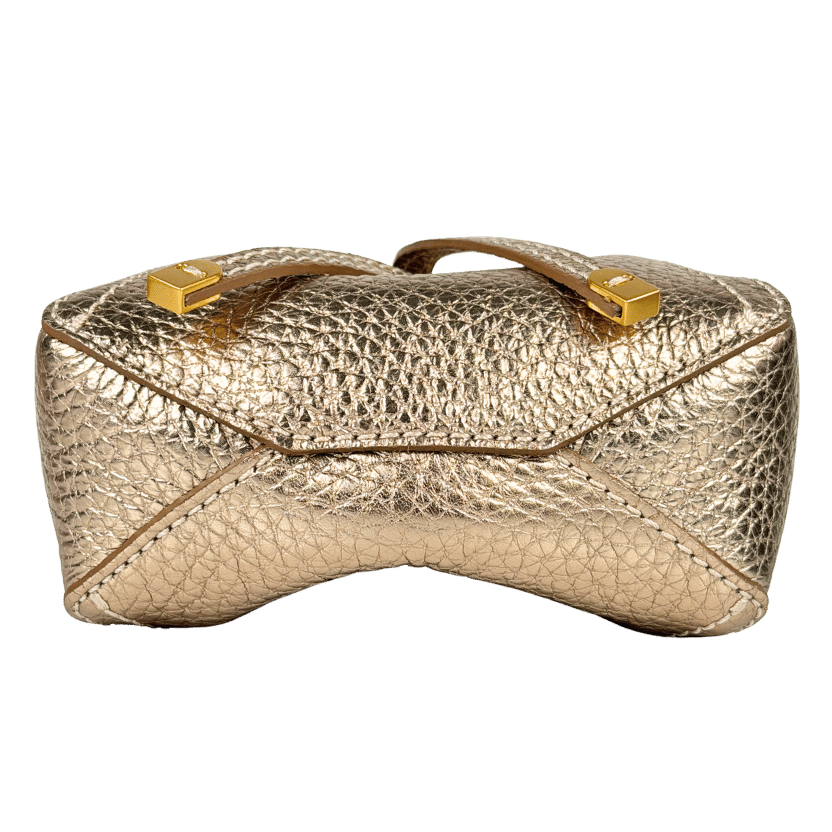 GIANNI CHIARINI Metallic Gold Sienna  Grained Cow Leather Bucket Bag