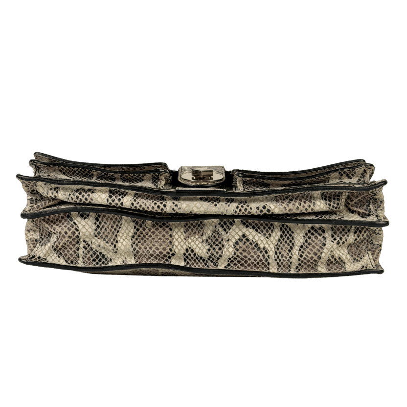Whistles Beige Snake-print Fold Over Shoulder Bag
