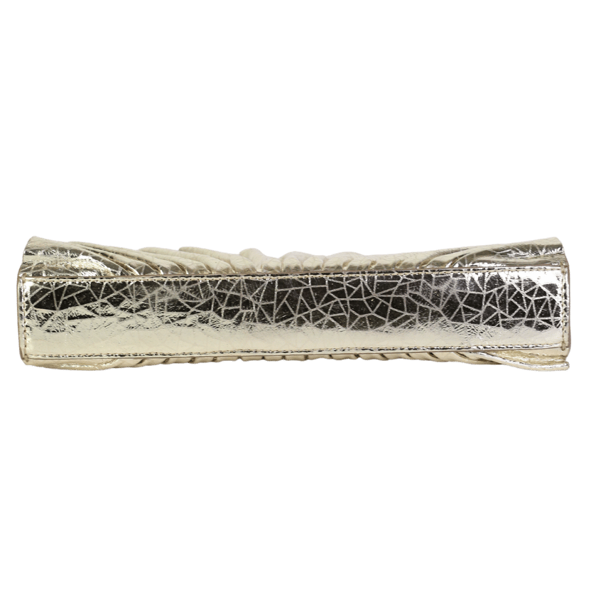 Cult Gaia Metallic Nala Pleated Metallic-gold Leather Clutch Bag