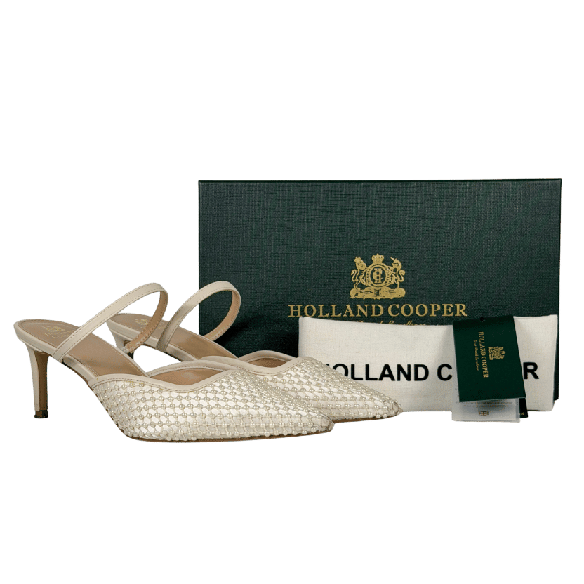 HOLLAND COOPER Cream Wear All Day Vienna Pearl Heel Champagne Pearl UK 8 EU 41