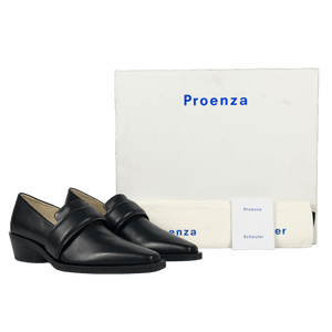 PROENZA SCHOULER Black Buffed Calfskin Leather Bronco Loafers UK 3 EU 36