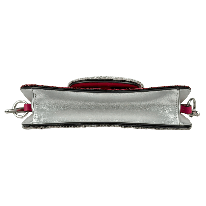 VALENTINO GARAVANI Pink Loco Crystal And Beaded Leather Shoulder Bag