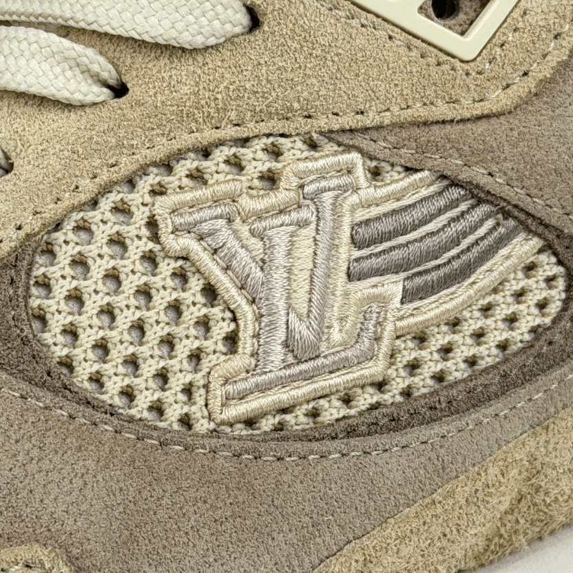 LOUIS VUITTON Beige Suede LV Logo Run Away Trainers UK 6 EU 40 👞