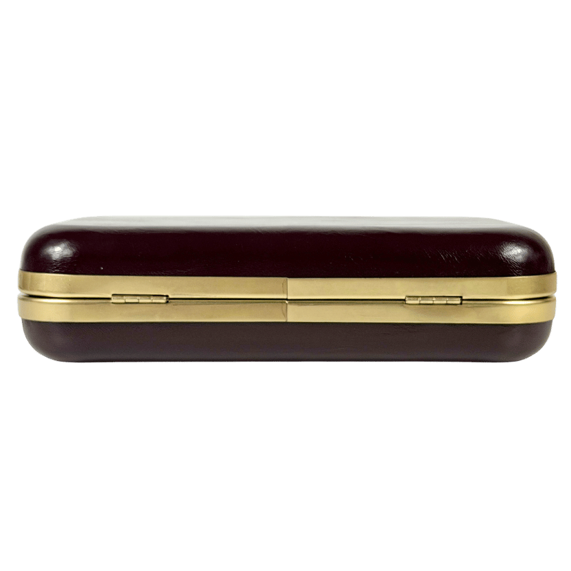 REISS Junie Patent Box Clutch Bag In Burgundy