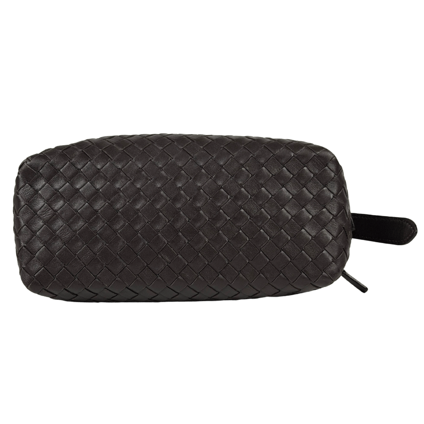 ELLEME PARIS Trouse Dark Brown Woven 100% Lambskin Leather Trousse Handbag