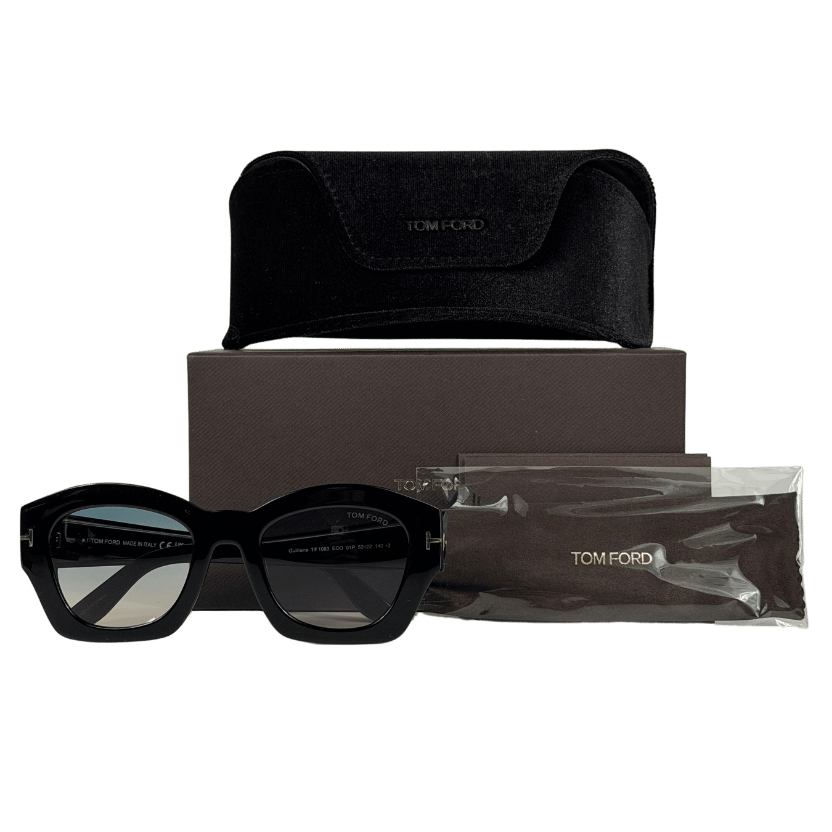 TOM FORD Guilliana Tf1083 01p Shiny Black Cat Eye Sunglasses In Case & Box