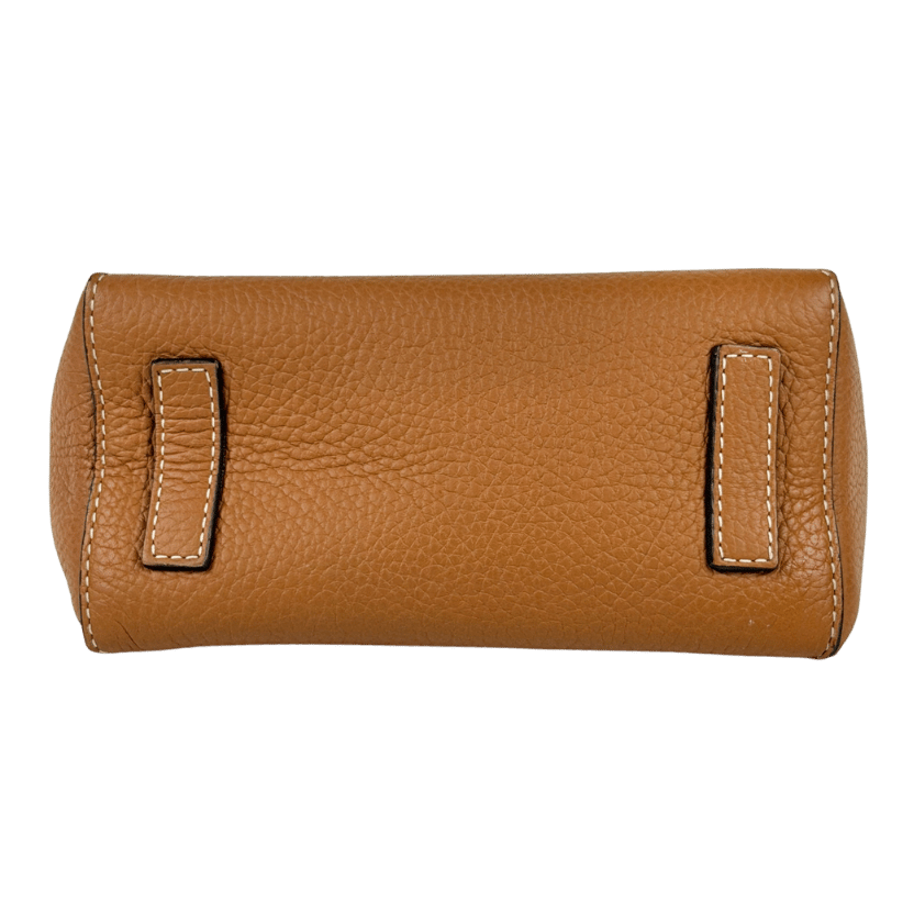 STRATHBERRY Tan Brown / Gold Hardware 100% Pebbled Leather Mosaic Nano Top Handle Bag