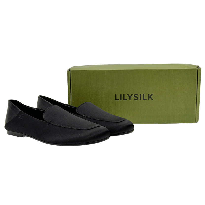 LILYSILK Black Serena Silk Leather Loafers UK 5 EU 38 👠