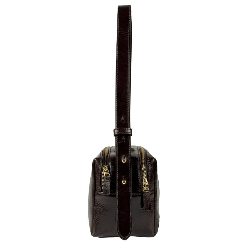 ELLEME PARIS Brown Trousse Vintage Leather Chestnut / Gold One Size