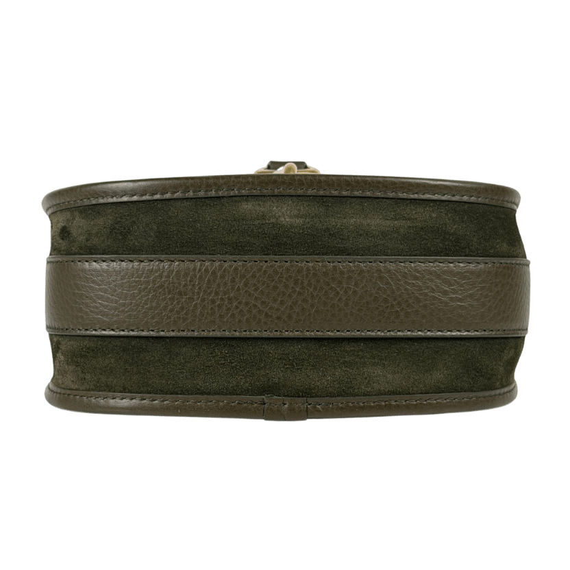 BURBERRY Dark Green B Clip Mini Suede Crossbody Bag