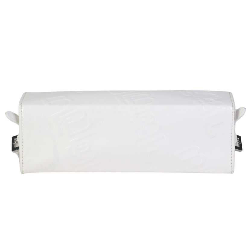 BY FAR White Patent Leather Logo Box Shoulder Bag One Size