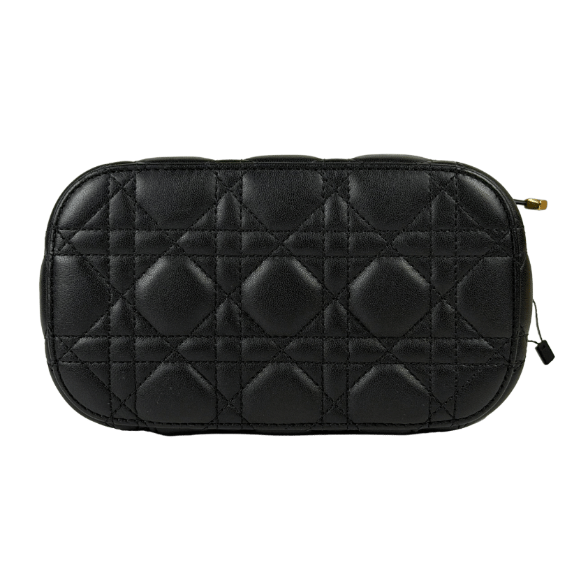 DIOR Black Small Lambskin Cannage Diortravel Vanity Case Satchel