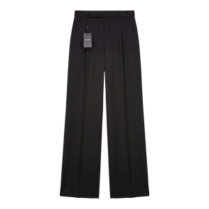 SAINT LAURENT Black Silk Satin Fully Lined Pleated Straight Leg Trousers Fr36 UK 8