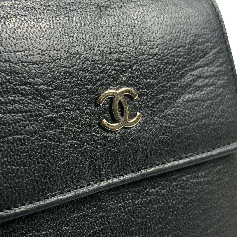 CHANEL Black / Gold "CC" Small Leather Purse
