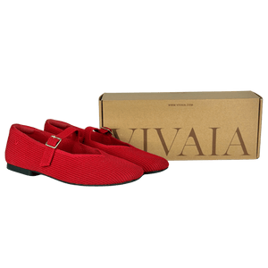 VIVAIA Sustainable Washable Red Square-toe Mary Jane Flats UK 5.5 EU 38.5