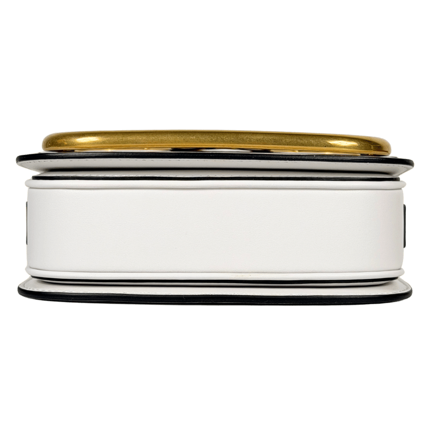 VALENTINO GARAVANI White Leather / Gold Hardware Supervee Small Leather Shoulder Bag One Size